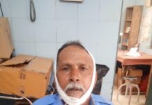 शराबी ने सुरक्षा गार्ड का सर फोराहंगमा रोकने पर लाठी से किया हमला