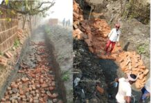 14 लाख की लागत से बना नाला पहली बारिश में टूटा, गुणवत्ता पर उठे सवाल