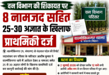 वन विभाग की शिकायत पर 8 नामजद सहित 25-30 अज्ञात के खिलाफ प्राथमिकी दर्ज