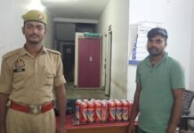 14 लीटर अवैध बीयर के साथ बिहार का युवक गिरफ्तार, हनुमानगंज पुलिस की कार्रवाई